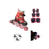 crayz toys Işıklı Silikon Teker Metal gövde 2+2 Ayarlanabilir Çocuk Yetişkin Pateni+Dizlik Hediyeli