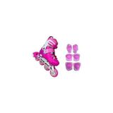 crayz toys Profesyonel Ayarlanabilir 2+2 Işıklı Silikon Teker Çocuk Yetişkin Paten Unisex Dizlik Hediyeli - Pembe - 31 - 34