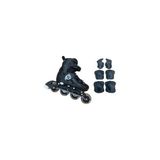 crayz toys Profesyonel Ayarlanabilir 2+2 Işıklı Silikon Teker Pateni Unisex Hediyeli Dizlik ile - Siyah - 31 - 34