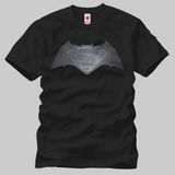 Crazy Batman Vs Superman Metal Logo Erkek T-Shirt - Siyah