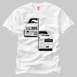 Crazy Bmw E30 Ffront Back Erkek Tişört - XS - Beyaz
