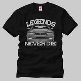 Crazy Bmw E38 Legends Never Die Erkek Tişört - XXL - Siyah