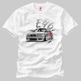 Crazy Bmw E46 Lowstyle Skulldriver Erkek Tişört - XXL - Beyaz