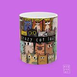 Crazy Cat Lady Yazılı Kedi, Kedisever, Kedi Annesi Temalı Porselen Hediyelik Kahve Kupası - Beyaz - 325 ml