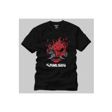 Crazy Erkek Siyah Cyberpunk 2077 Samurai Logo Tişört