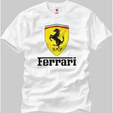 Crazy Ferrari Logo Erkek T-Shirt - Beyaz