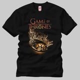 Crazy Game Of Thrones Fire Crown Erkek Tişört - XL - Siyah