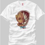 Crazy Guardians Of The Galaxy Vol 2 Groot Badge Erkek T-Shirt - XL - Beyaz