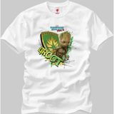 Crazy Guardians Of The Galaxy Vol 2 Groot With Badge Erkek T-Shirt - XXL - Beyaz