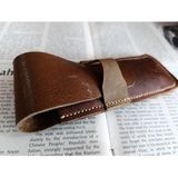 Crazy Hors Hakiki Deri El Emeği Özel Kalemleriniz Için Kalemlik Kalem Kutu 27 cm 6 cm Ams1 - Kahve - Gold
