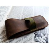 Crazy Hors Hakiki Deri El Emeği Özel Kalemleriniz Için Kalemlik Kalem Kutu 27 cm 6 cm MU27 - Kahverengi