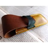 Crazy Hors Hakiki Deri El Emeği Özel Kalemleriniz Için Kalemlik Kalem Kutu 27 cm 6 cm W107 - Kahve - Gold