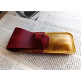 Crazy Hors Hakiki Deri El Emeği Özel Kalemleriniz Için Kalemlik Kalem Kutu 27 cm 6 cm W109 - Kahve - Gold