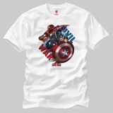 Crazy Iron Man And Captain America In Motion Erkek T-Shirt - XL - Beyaz