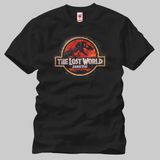 Crazy Jurassic Park Lost World Logo Erkek Tişört - Siyah