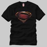 Crazy Justice League Superman Metallic Symbol Erkek Tişört - Siyah