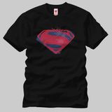 Crazy Justice League Superman Symbol Brush Halftone Erkek Tişört - XS - Siyah
