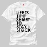 Crazy Life Is Too Short To Stay Stock Erkek Tişört - XL - Beyaz