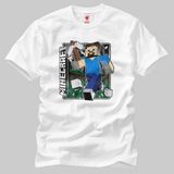 Crazy Minecraft Vintage Steve Erkek T-Shirt - L - Beyaz