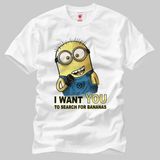 Crazy Minion I Want You Erkek T-Shirt - Beyaz