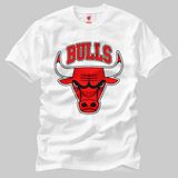 Crazy Nba Chicago Bulls Logo Erkek Tişört - Beyaz