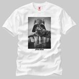 Crazy Star Wars Darth Vader Moustache Erkek Tişört - L - Beyaz