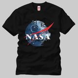 Crazy Star Wars Nasa Death Star Logo Erkek Tişört - XS - Siyah