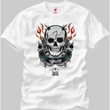 Crazy Suicide Squad Diablo Skull Flames Tattoo Erkek T-Shirt - Beyaz