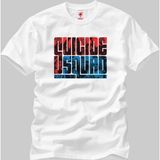 Crazy Suicide Squad Red And Blue Logo Erkek T-Shirt - M - Beyaz
