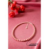 CRAZY TAKI TASARIM 5 MM HAKİKİ KIRMIZI MERCAN 6 MM KÜLTÜR İNCİSİ 925 AYAR GÜMÜŞ KADIN KOLYE