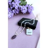 CRAZY TAKI TASARIM Lavender Amethyst & Rose Quartz Doğaltaş Uzun Kadın Kolyesi 60-70 cm