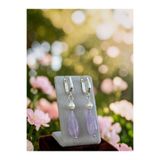 CRAZY TAKI TASARIM LAVENDER AMETİST & HAKİKİ KÜLTÜR İNCİSİ 925 AYAR GÜMÜŞ SALLANTILI KADIN KÜPE
