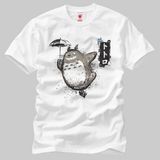 Crazy Totoro Flying With My Neighbours Erkek T-Shirt - Beyaz