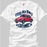 Crazy Volkswagen Bug Good Old Times Oldtimer Erkek T-Shirt - XL - Beyaz