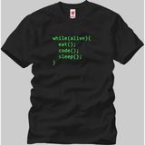 Crazy While Eat Code Sleep Erkek T-Shirt - Siyah