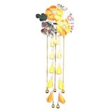 CRB Fashion Kadın Kız Kimono Geleneksel Tsumami Kanzashi Kıyafeti Düğün Japon Asya Yukata Saç Tokası Çiçek Sakura Fan Barrette Klips (Sarı)