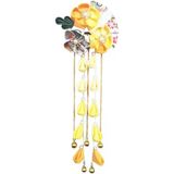 Crb Kadın Kız Kimono Geleneksel Tsumami Kanzashi Kıyafeti Düğün Japon Asya Yukata Saç Tokası Çiçek Sakura Fan Barrette Klips (Sarı)