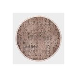 Crea Decolux Vena 8011 Bej Daire Özel Kaymaz Tabanlı Pamuk Dokuma Kilim, Bej, 120 x 120