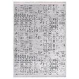 Crea Decolux Vena 8015 Gri Özel Kaymaz Tabanlı Pamuk Dokuma Kilim, Gri, 100 x 200