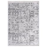Crea Decolux Vena 8015 Gri Özel Kaymaz Tabanlı Pamuk Dokuma Kilim, Gri, 160 x 230