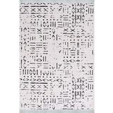 Crea Decolux Vena 8018 Beyaz Özel Kaymaz Tabanlı Pamuk Dokuma Kilim, Beyaz, 80 x 150