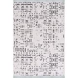 Crea Decolux Vena 8018 Beyaz Özel Kaymaz Tabanlı Pamuk Dokuma Kilim, Beyaz, 80 x 300