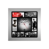 Crea Eymer Wear Atatürk Karma Kare Tasarımlı Dekoratif Duvar Saati 34 x 34cm Ahşap Dijital Baskılı