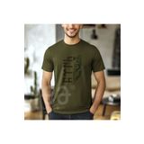 Crea Eymer Wear Kurt ve TURK Tasarımlı Dijital Baskılı Pamuk Bisiklet Yaka Tişört Haki - Khaki
