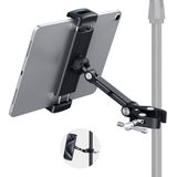 CreaDream Mikrofon Standı için Tablet Tutucu, Telefon ve iPad için Ayarlanabilir Mikrofon Müzik Standı Tutucu Montajı, 4,7 ila 12,9 inç Tablet ve Akıllı Telefonlar için Cihazlarla Uyumlu Alüminyum