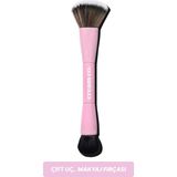 Cream Co. Çift Taraflı Makyaj Fırçası | Dual-Ended Allık Kontür Fondöten Kapatıcı | Çok Amaçlı Makeup Brush - Pembe