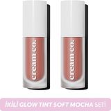 Cream Co. İkili Glow Tint Soft Mocha Seti Nude Allık Ruj Göz Farı Nemlendirici Makyaj Hyaluronik Asit Peptit