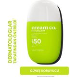 Cream Co. Leke Karşıtı Aydınlatıcı Nemlendirici SPF50 Güneş Kremi | Niasinamid Hyalüronik Asit Peptit Seramid - 40 ml