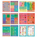 Creanoso Fun English Learning Words Educational Poster (6'lı Paket) - Öğretmen Ders Teklifi - Erkek Kız Çocuk Ev Etkinlikleri için Çorap Hediyeleri - Yüksek Kaliteli Tasarım - Evde Eğitim Seti