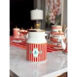 Crearthome Bellisima Emaye Otantik Bakraç 2 Lt Kuş Desen - Kırmızı - 1 Adet